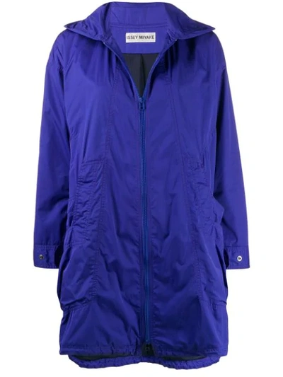 Pre-owned Issey Miyake 2000s Zip-up Raincoat In Purple