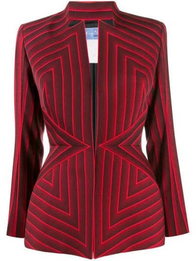 Pre-owned Mugler 1980s Gradient Stripe Jacket In Red