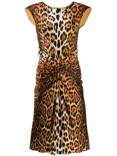 Pre-owned Dior 2000s Gathered Leopard Dress In Neutrals