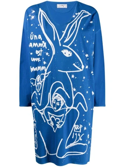 Pre-owned Jc De Castelbajac 1980s Illustrated Jumper Dress In Blue