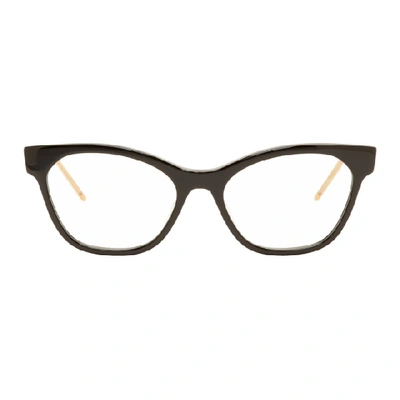 Gucci Black Gg Stripe Cat-eye Glasses In 001 Black