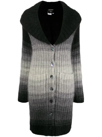 Pre-owned Jean Paul Gaultier 2000s Degradé Knitted Cardigan In Black