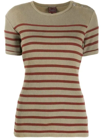 Pre-owned Jean Paul Gaultier 1990s Striped T-shirt In Brown