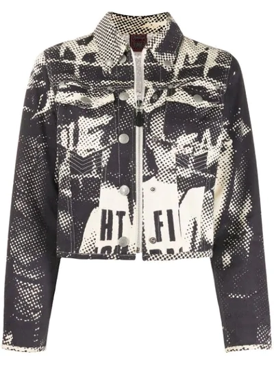 Pre-owned Jean Paul Gaultier 1997 Face Print Denim Jacket In Neutrals