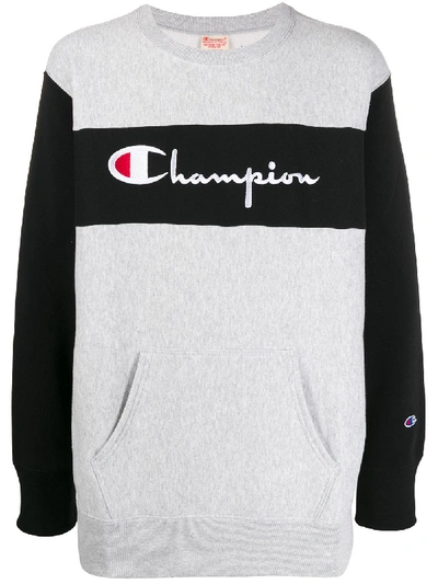 Champion Oversized Embroidered-logo Sweatshirt In Grey