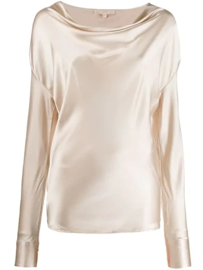 Gold Hawk Draped Long Sleeved Top In Neutrals