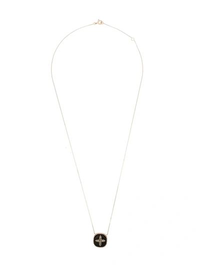 Pascale Monvoisin 9kt Rose Gold Bowie Diamond Cross Necklace In Black Rose Gold