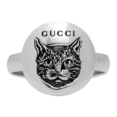 Gucci Silver Blind For Love Mystic Cat Ring