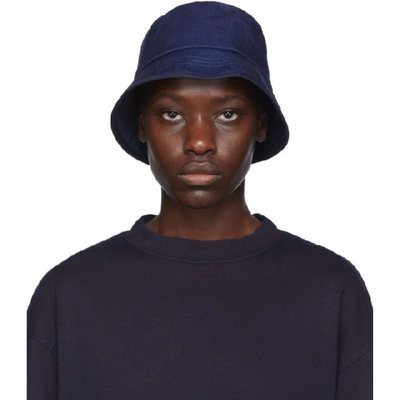 Blue Blue Japan Indigo Twill Piped Brim Bucket Hat In 50 Indigo