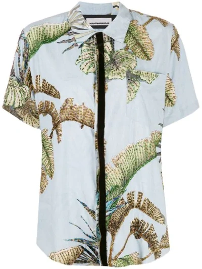 Night Market Beaded Hawaiian Shirt In Blue