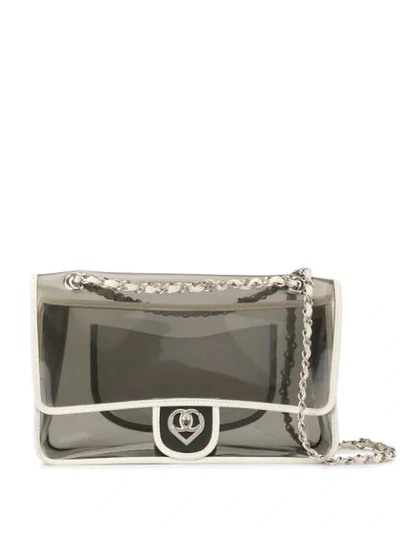 Pre-owned Chanel Double Chain Shoulder Bag In Clear, White