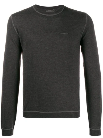 Prada Classic Knitted Jumper In Grey