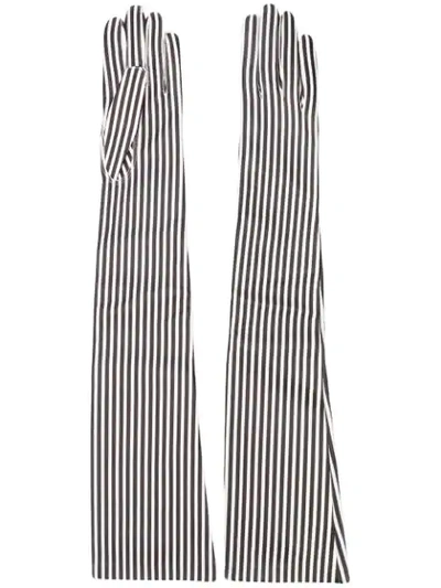 Haider Ackermann Striped Gloves In Black