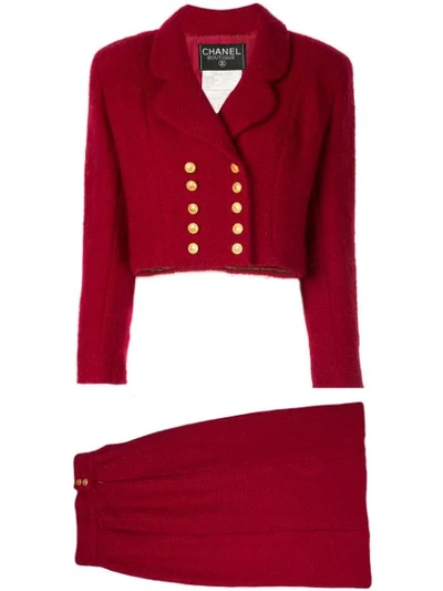 Pre-owned Chanel Setup Skirt Suit In Red