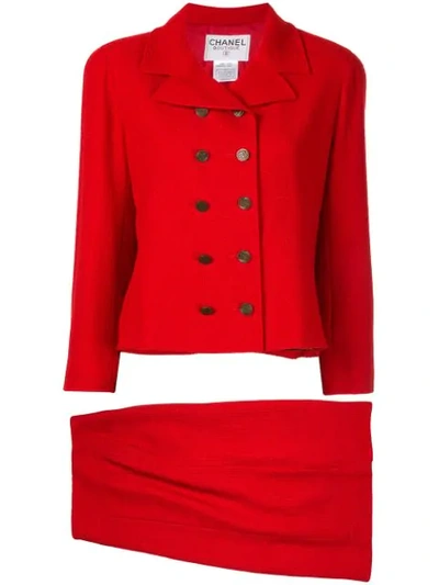 Pre-owned Chanel 1998 Setup Skirt Suit In Red