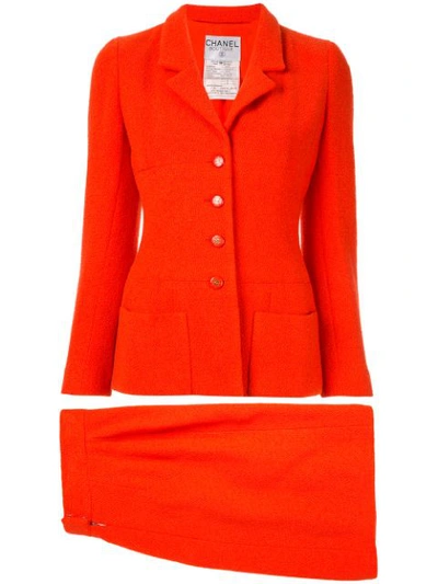 Pre-owned Chanel 1995 Setup Skirt Suit In Red