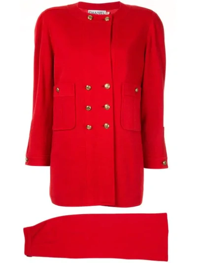 Pre-owned Chanel Setup Skirt Suit In Red