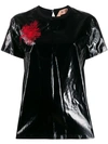 N°21 Coated Embroidered Flower T-shirt In Black