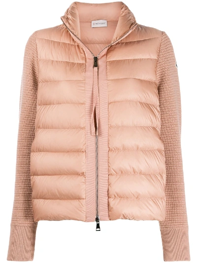 Moncler Knitted Sleeve Padded Jacket In Neutrals