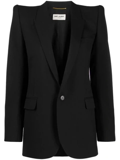 Saint Laurent Exaggerated-shoulder Blazer In Black