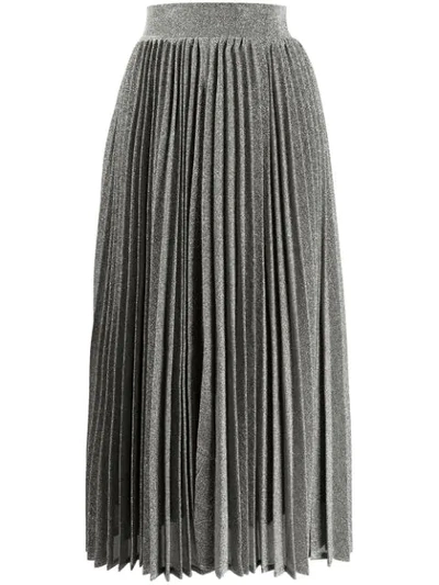 Amuse High-waisted Pleated Skirt In Silver