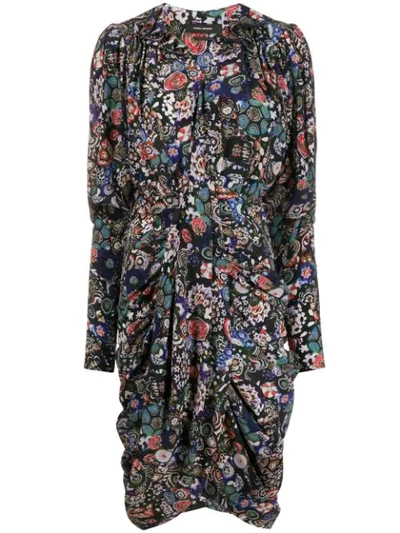 Isabel Marant Floral Print Shirt Dress In Black