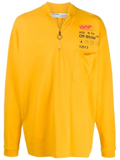 Off-white Logo Print Sweatshirt In Yellow Black