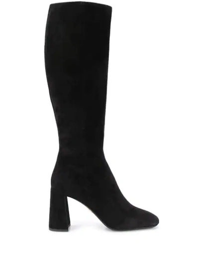 Prada Square-toe Knee-length Boots In F0002 Nero