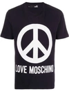 Love Moschino Peace Logo Print T-shirt In Blue