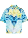 Domenico Formichetti Rorshach Marbled Paint Shirt In Blue
