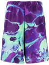 Domenico Formichetti Rorshach Marbled Paint Shorts In Purple