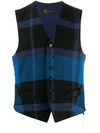 Fortela Checked Waistcoat In Blue