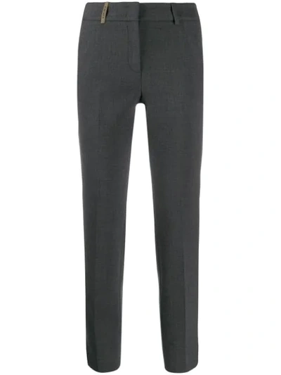 Peserico Slim Fit Cropped Trousers In Grey