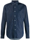 Aspesi Long Sleeved Denim Shirt In Blue