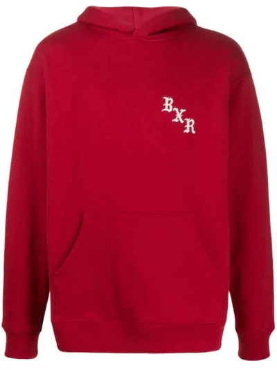 Bornxraised Logo Embroidered Printed Hoodie In Red
