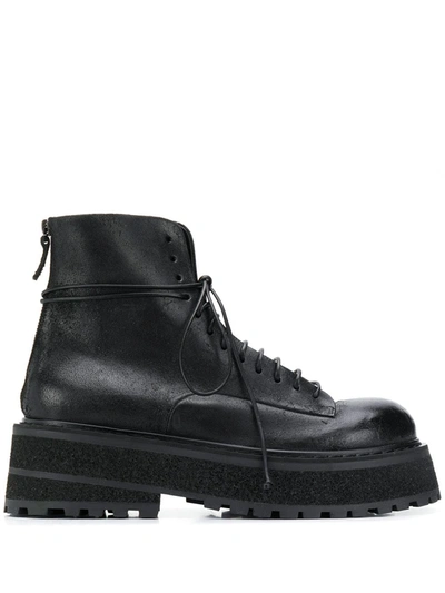 Marsèll Platform Lace Up Boots In Black