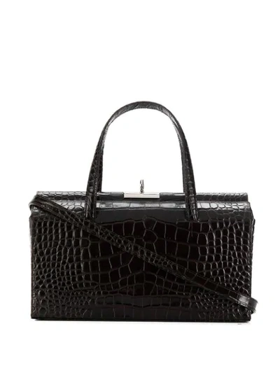 Gu_de Croc Effect Tote Bag In Dark Brown