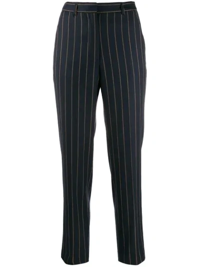 Incotex Striped Tapered Trousers In Blue