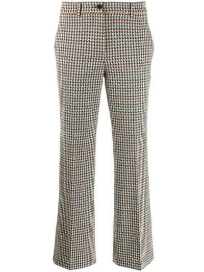 Incotex Houndstooth Check Trousers In Brown