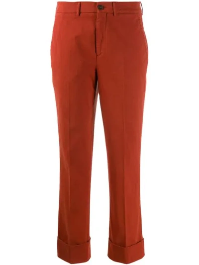 Incotex Tapered Cropped Trousers In Red