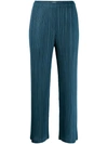 Issey Miyake Micro-pleated Straight Trousers In Blue
