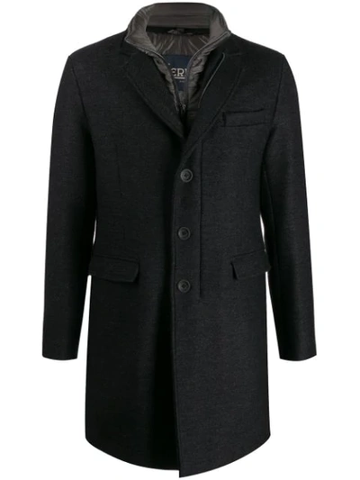 Herno Button-front Coat In Black