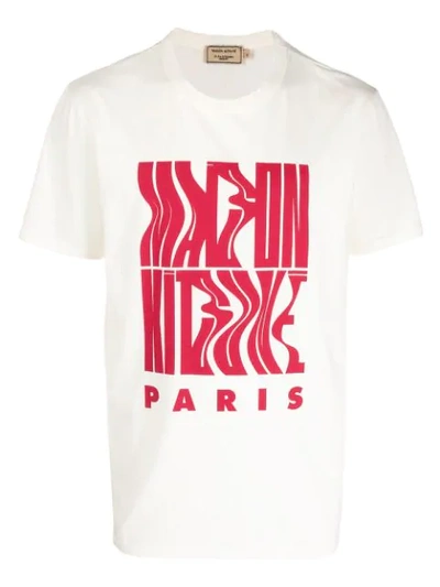 Maison Kitsuné Oversized Logo Print T-shirt In White