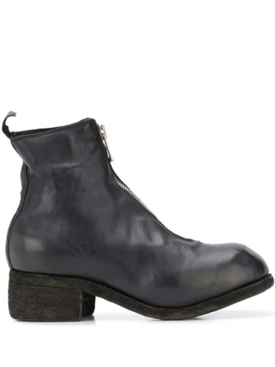 Guidi Vintage Look Ankle Boots In Black