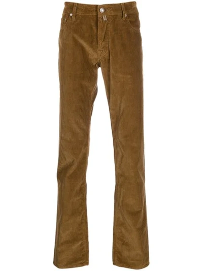 Jacob Cohen Textural Corduroy Trousers In Brown