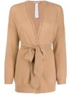 Twinset Belted Wrap Cardigan In Brown