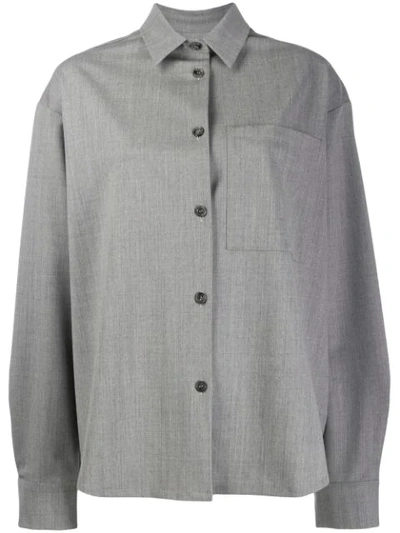 Duo Oversized Long-sleeve Shirt In Grey