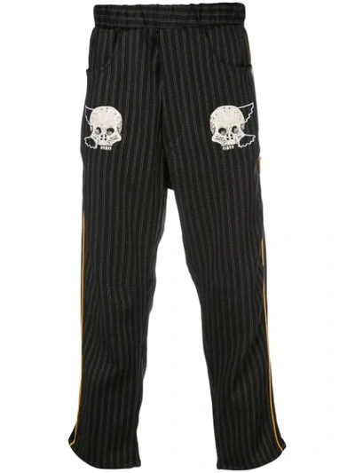 Lost Daze Embroidered Skull Trousers In Black