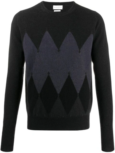 Ballantyne Argyle Pattern Sweater In 95065 Dgrey Mgrey Black