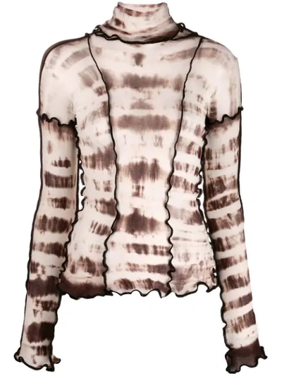 Asai Rippled Tie Dye Top In Brown